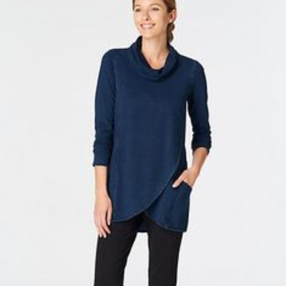 Pure Jill Indigo Knit Wrap-Style Top Size Extra Small XS